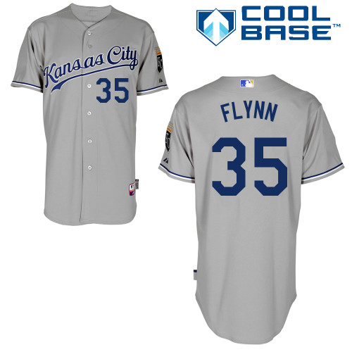 Brian Flynn #35 MLB Jersey-Kansas City Royals Men's Authentic Road Gray Cool Base Baseball Jersey